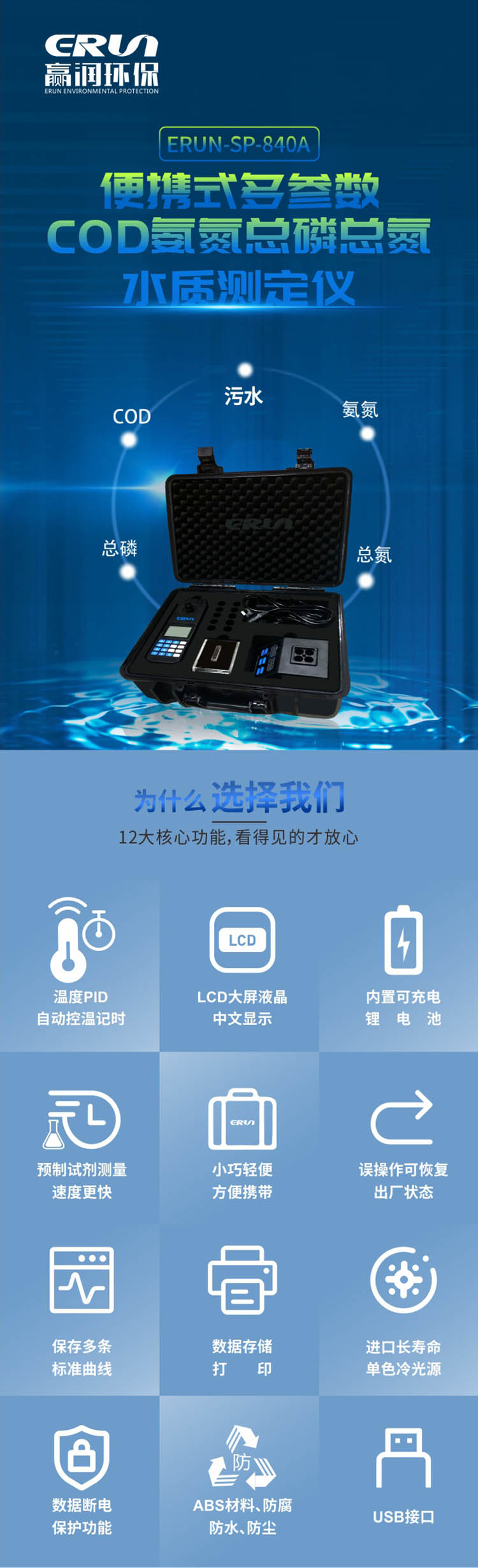 便攜式多參數(shù)COD、氨氮、總磷、總氮水質(zhì)測定儀